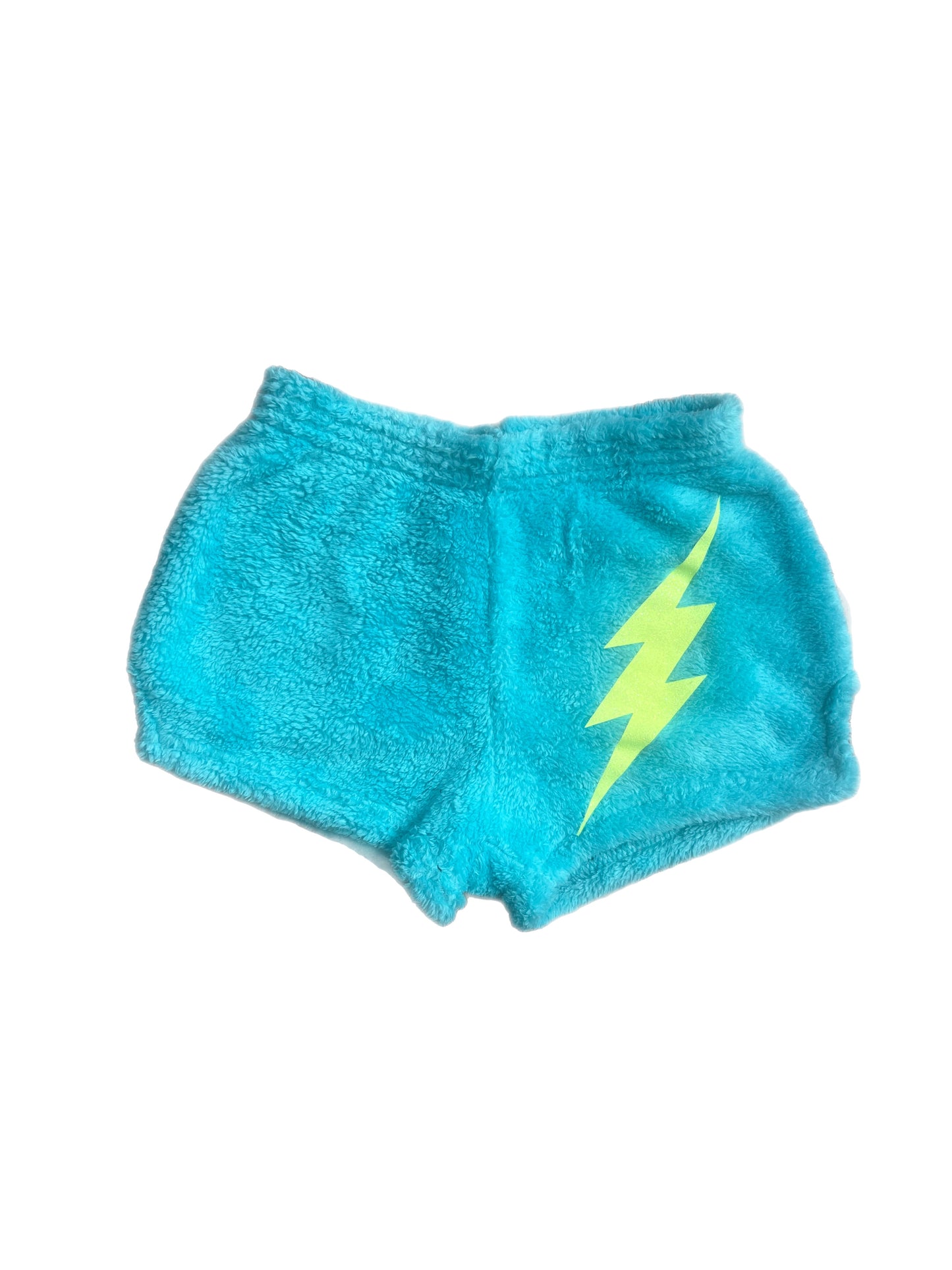 Made with Love and Kisses Girls Turquoise Neon Yellow Lighting Bolt Shorts