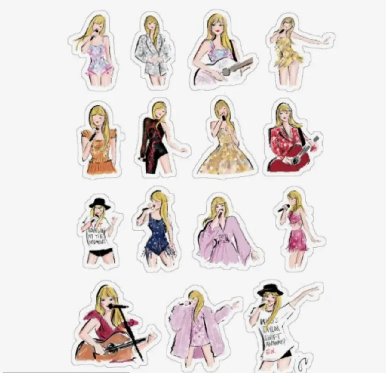 Taylor Swift Eras Tour Outfits Sticker Sheet