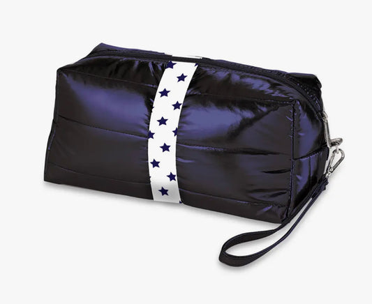 Navy Puffer Cosmetic Bag Blue Star Strap